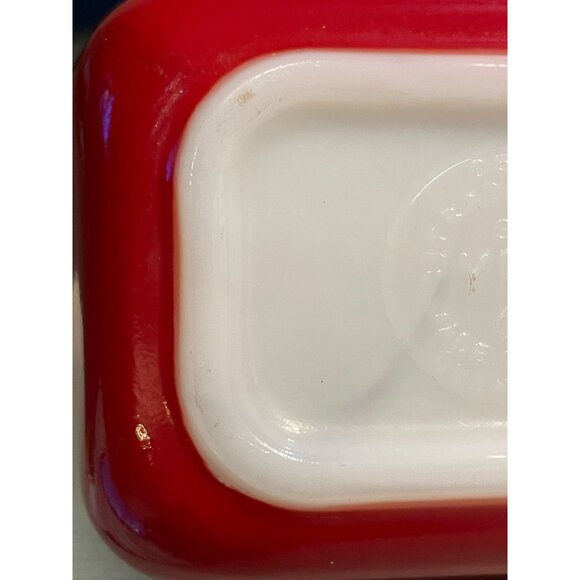 Vintage Pyrex Refrigerator Dishes Red Used Small Square Set of 2 Some Wear - Picture 8 of 16